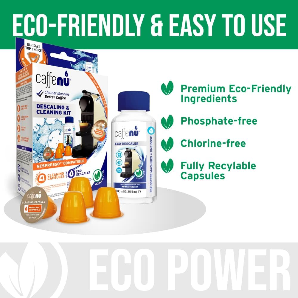 Caffenu Coffee Machine Cleaner Capsules and Espresso Descaler Kit Must