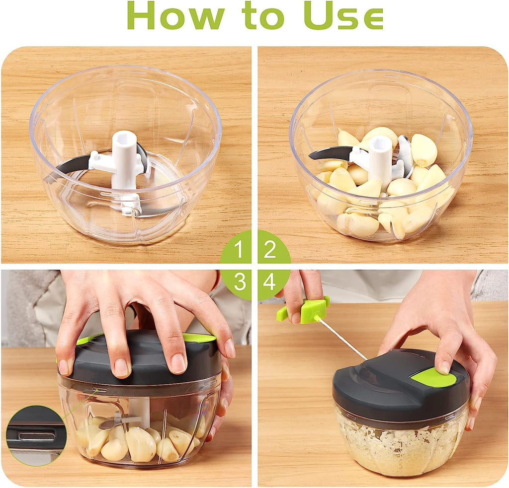 Manual Food Chopper Pull String,Piranha Pull and Chop,Hand Food Shredd