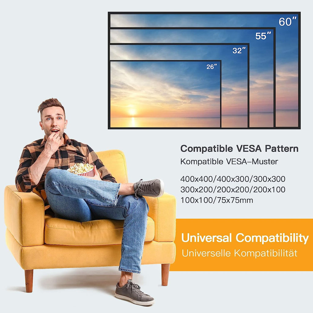 Perlegear TV Wall Bracket for 26-60 Inch Flat & Curved TVs up to 45kg,  Swivels Tilts Extends TV Wall Mount, VESA 75x75mm up to 400x400mm-PGMFK6-E