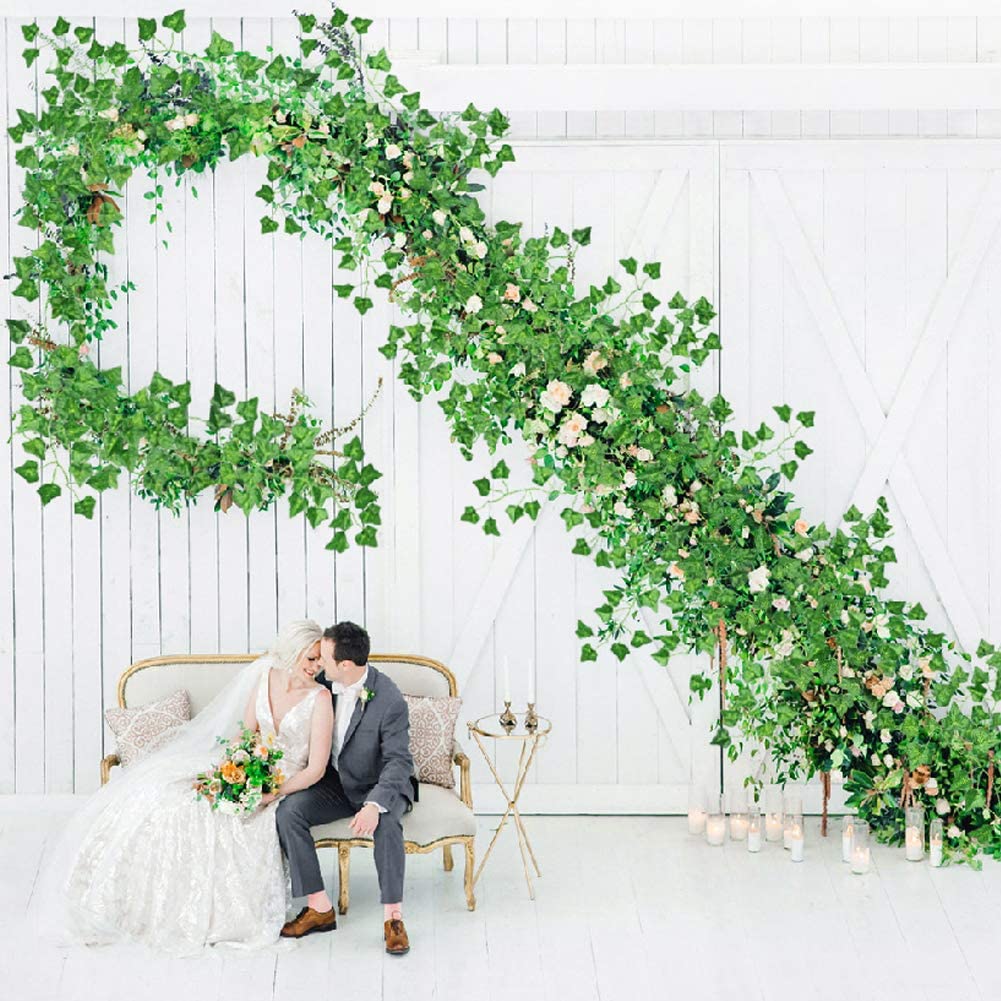 12 Pack Artificial Ivy Garland, 84 ft Fake Vine Plant Hanging Leaf for  Wedding Party Garden Decoration, Landscaping Fence Greenery