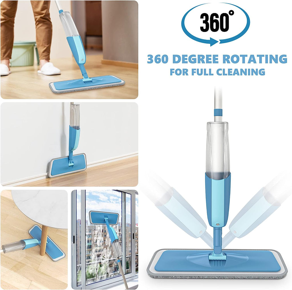 Spray Mop for Floor Cleaning Domi-patrol Microfiber Floor Mop Dry Wet Mop Spray with 3 Washable Mop Pads & 635ml Refillable Bottle Dust Cleaning