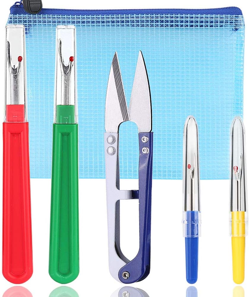 4 Pcs Seam Ripper,set Contains 2 Large Stitch Rippers,2 Small Thread Picker  Tool,scissors And Storage Box,the Sharp Stitch Ripper Is Suitable For All