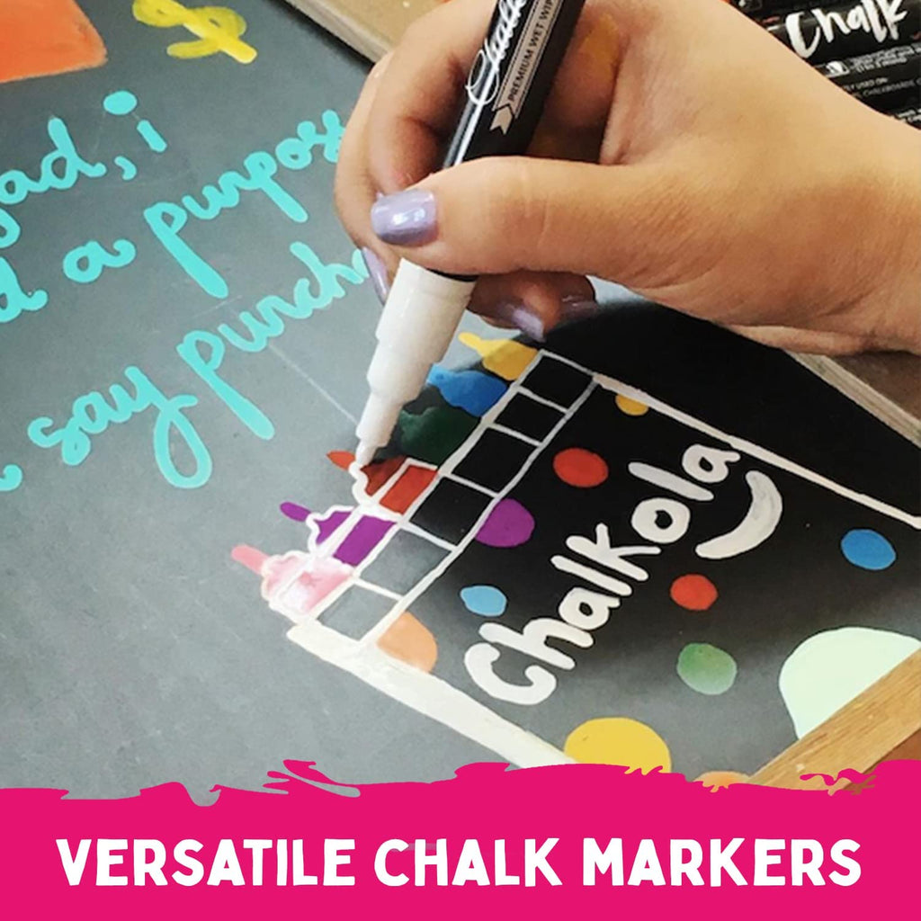 Chalkola Liquid Chalk Markers for Chalkboard, Blackboard, Window, Bistro,  Car Glass, Board, Mirror (10 Vintage Colors) - Wet Wipe Erasable Chalk Pens  Paint Ink - 6mm Reversible Tip Chalkboard Markers Bold Tip - 6mm