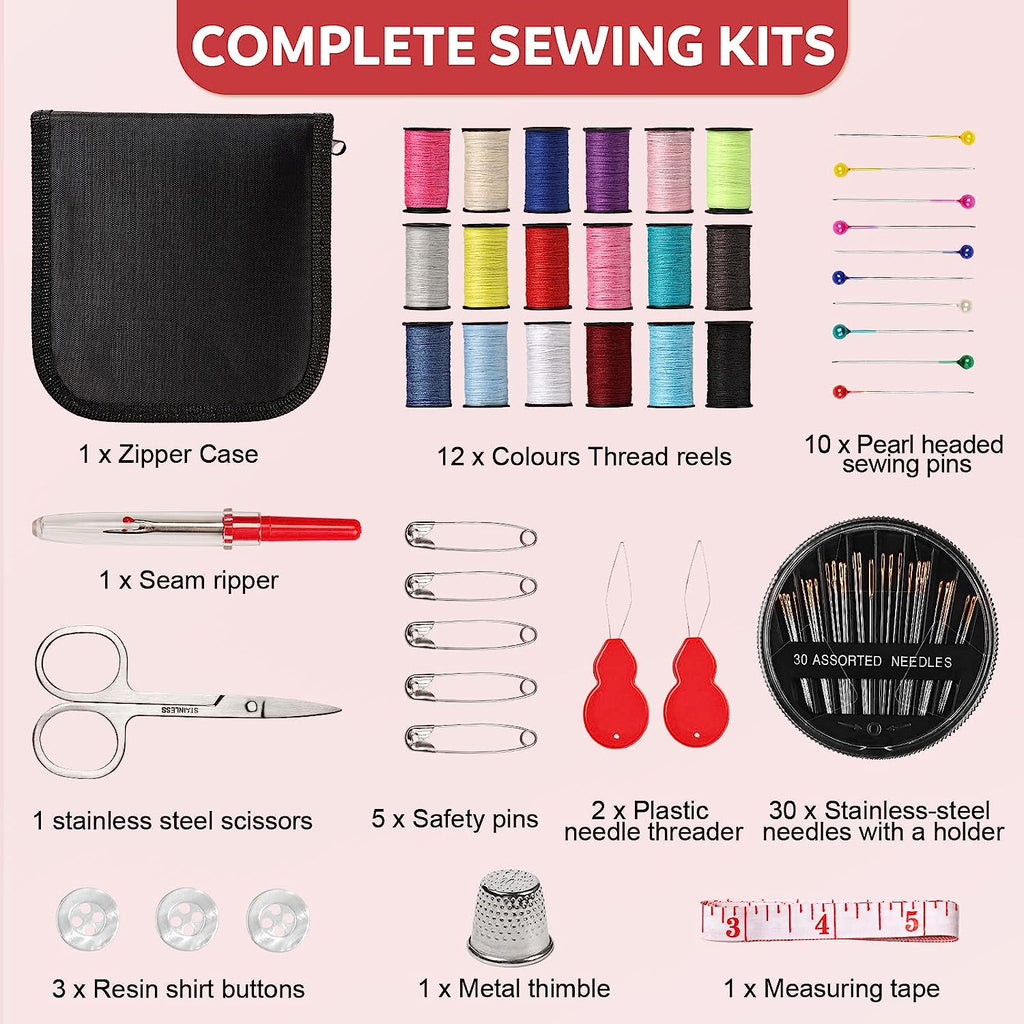 CASPLUS Sewing Kit Small,Travel Sewing Kit 82 Piece Sewing
