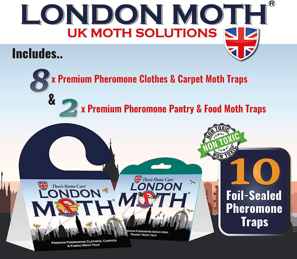 LONDON MOTH KILLER. 10 Professional Pheromone Moth killers 8 x Wardrob