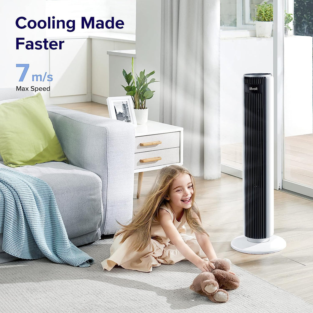 LEVOIT Tower Fan, 28 dB Quiet Electric Cooling Fan for Bedroom, 90 Osc