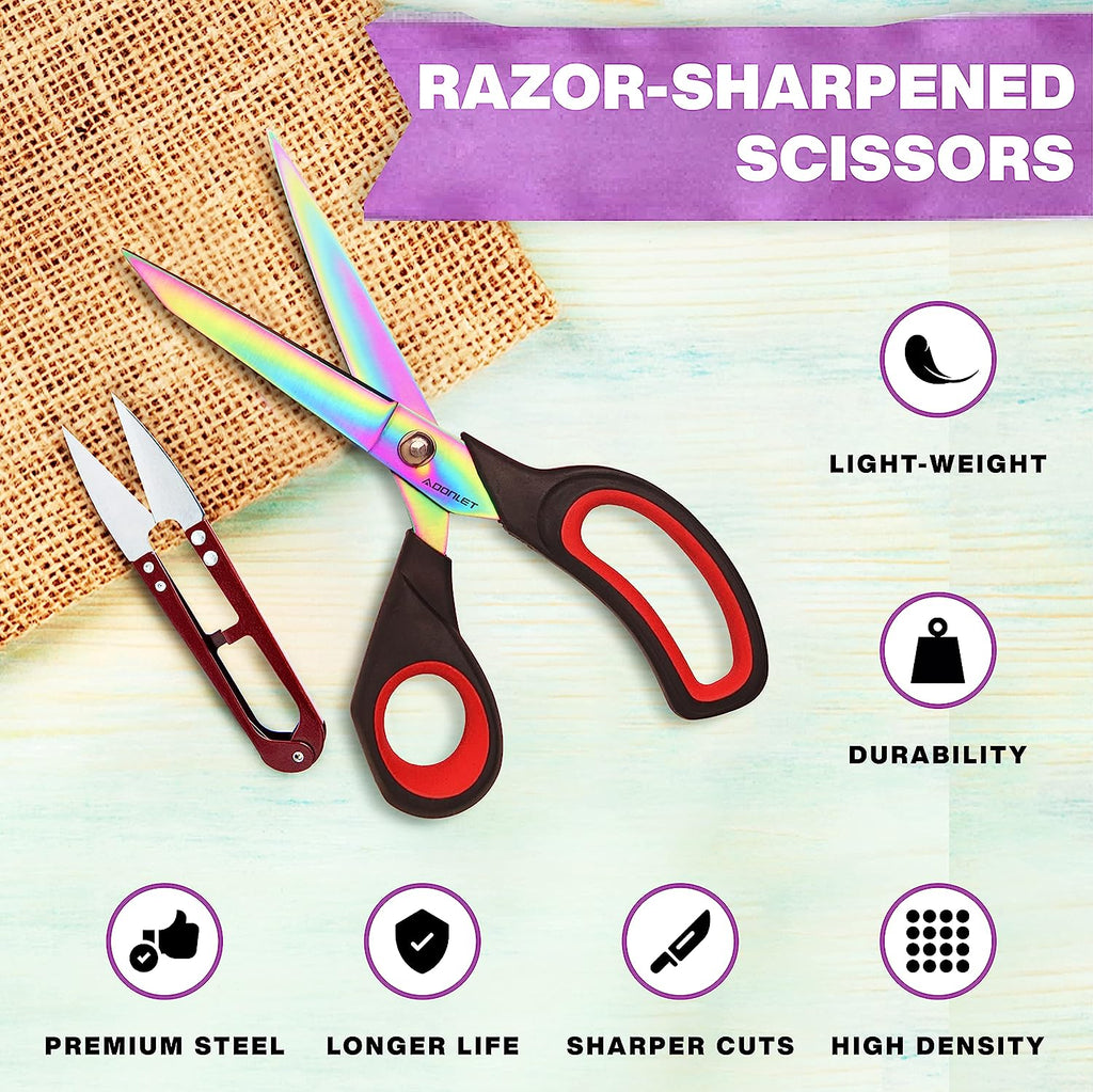 Pinkut Pinking Shears for Fabric Cutting with Cushioned Handles & Stainless-Steel Edges - 22 cm Premium Zig Zag Scissors for Crafting Dressmaking