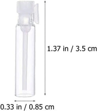 FRCOLOR Refillable Sample Perfume Bottles, 1ml Glass Vial Containers Mini Clear Glass Bottles Travel Perfume Bottle for Aromatherapy, Essential Oil, Fragrance and Liquid, 100pcs