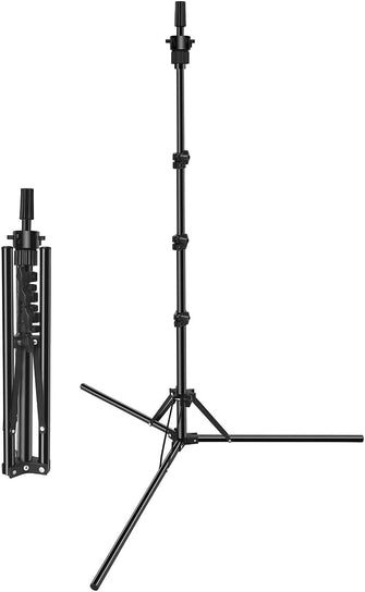 Mannequin Head Stand, DanseeMeibr Plus Wig Head Stand Metal Tripod Stand Reverse Foldable Stand Adjustable (17-56Inch) Wig Stand Tripod for Hairdressing Training Head