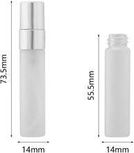 Enslz 10pcs Fine Mist 5ml Atomizer Clear Frosted Glass Bottle Vial Spray Refillable Liquid Fragrance Perfume Empty Scent Bottle for Travel Makeup Party (Silver)