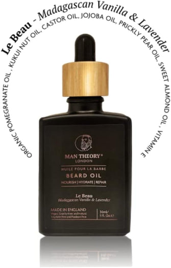 Man Theory London Beard Oil Leave in Conditioner  Vegan  Paraben Free  Finest Ingredients - Oils from Jojoba, Castor, Pomegranate, Grapeseed  Vanilla Fragrance