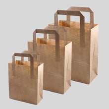 ezkart  Pack of 50  Small SOS Brown Paper Bags with Handles Ideal bags for Party, Weddings, Lunch,Christmas,Sweet, Takeaway & Grocery,Kraft Paper Bags, Lunch Bags, Food Gift Bags Size: 18x21.5x9cm