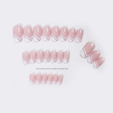 Glossy False Coffin Shape Ballerina Short False Nail Simple Oblique French Nude and White Match Fake Nail 24Pcs Acrylic Press On Nail Tips For Women and Girls (SOblique004)