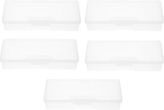 Lurrose 5pcs Clear Storage Box Nail Art Pens Nail Brush Container Case Manicure Nail Tools Storage Box White