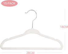 MangoKit Baby Hangers Non-Slip Baby Velvet Hangers, Infant and Toddler Coat Hangers, Ultra-Slim Space Saving Kids Hangers 360 Degree Rotatory Hook Sturdy Baby Clothes Hangers 15 Pack (28cm, White)