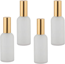 Lurrose 4pcs 100ml Glass Empty Perfume Bottles Golden Refillable Fine Mist Perfume Spray Bottle Scent Pump Case For Makeup Oil Essential