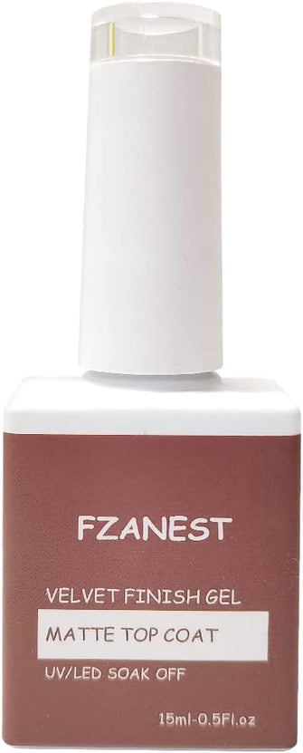 FZANEST Matte Top Coat Gel Polish Velvet Finish Non Wipe Soak Off Led UV Gel Nail Polish