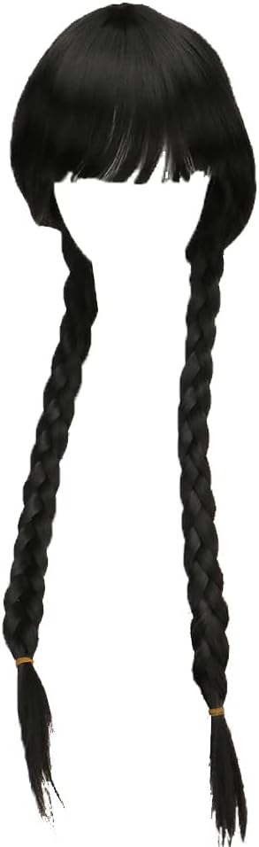 Long Black Braided Wig for Big Girls Women Gothic High Heat Resistant for Costume Halloween Party over 14 Years
