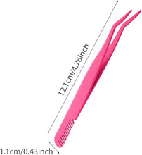 2pcs Eyelash Tweezers Set Stainless Steel Eyelash Extension Tweezers with Storage Box False Lash Application Tool for Girls Women Beginners Makeup Artists (Pink)