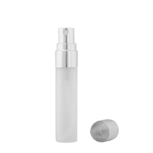 Enslz 10pcs Fine Mist 5ml Atomizer Clear Frosted Glass Bottle Vial Spray Refillable Liquid Fragrance Perfume Empty Scent Bottle for Travel Makeup Party (Silver)