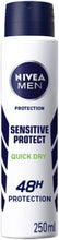 NIVEA MEN Sensitive Protect Anti-Perspirant Deodorant Spray (250ml), Men's Deodorant with 48H Sweat and Odour Protection, Antiperspirant for Men with Chamomile Extracts