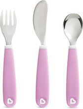 Munchkin Splash Toddler Fork, Knife and Spoon Set  Toddler & Baby Spoons  Baby Weaning Set and Toddler Cutlery  Baby Essentials  3 Pack  Purple