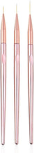 FULINJOY 3 Pcs Rose Gold Nail Art Liner Brushes Set, UV Gel Acrylic Application Nail Pens Nail Art Designs Tools(7mm/9mm/11mm)