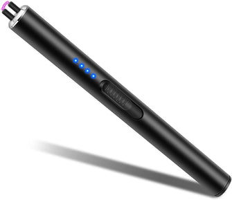 Candle Lighter Electric Lighter USB C Rechargeable Long Lighter Flameless Plasma Arc Lighter Windproof Electronic Lighter for BBQ, Fireworks, Candles, Gifts for Women (Black)