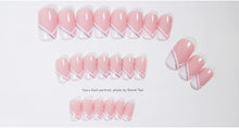 Glossy False Coffin Shape Ballerina Short False Nail Simple Oblique French Nude and White Match Fake Nail 24Pcs Acrylic Press On Nail Tips For Women and Girls (SOblique004)