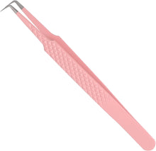 Lash Tweezers Professional Tweezer 90 Curved Angled Tips Precision Stainless Steel Tweezer Easy Fan Volume Lash Tweezers Supplies for Eyelash Extension Applications by GEMERRY (Pink)