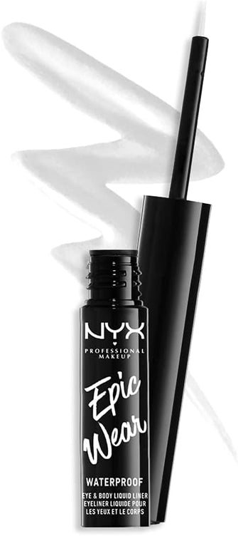 NYX Professional Makeup Epic Wear Semi-Permanent Liquid Liner, Longwearing, Waterproof, Eye Liner and Body Art, Matte Finish, Colour: White