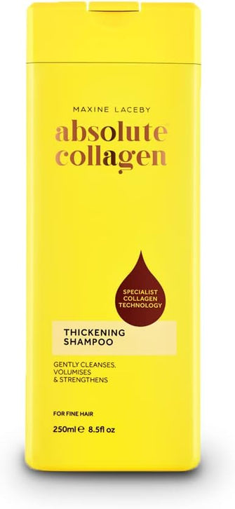 Absolute Collagen - Thickening Collagen Complex Shampoo 250ml - For Thin & Fine Hair - Strengthen, Thicken, Nourish and Cleanse - Boost Shine - Fight Signs of Hair Ageing - Paraben Free