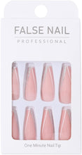 Brishow Coffin False Nails Pink Long Fake Nails French Glitter Press on Nails Ballerina Acrylic Stick on Nails 24pcs for Women and Girls (a)