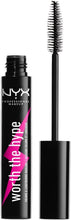 NYX Professional Makeup Worth the Hype Mascara, Volumizing and Lengthening, Tapered Brush Reaches All Lashes, Jojoba Oil, Shade: Black