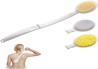 Jtkeji Back Brush with Long, 3-in-1 Bath Brush, Cream Aid for Back, Back Cream with Long, Body Brush with Long Handle, for Showering, Exfoliating or Brushing Dry Skin