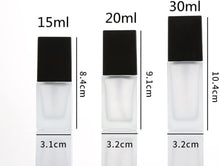 2Pcs 20ml/0.7oz Empty Square Glass Pump Bottles Lotion Dispenser with Black Lid Makeup Foundation Bottle Travel Cosmetic Containers for Cream Liquids