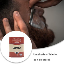 DHinkyoung Razor Blade Bank, Gentleman Style Shaver Disposal Case with Red Beard Pattern, Safe Razor Blade Disposal Case Detachable Salon Razor Slice Recycling Container Box for Barber Shop and Salon