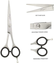 Hair Cutting Scissors Hair Shears - Professional Barber Sharp Hair Scissors Hairdressing Shears Scissors Stainless Steel Dog Cat Grooming Scissors Hair Comb Included for Women Men (7", Silver)