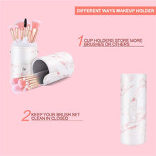 Makeup Brushes Sets Glamour Gaze 16PCS Pink Marble Make up Brushes Foundation Eyeshadow Concealer Eyebrow Blush Brush Set With Makeup Brush Holder and Silicone Mask Brush