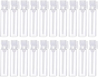 FRCOLOR Refillable Sample Perfume Bottles, 1ml Glass Vial Containers Mini Clear Glass Bottles Travel Perfume Bottle for Aromatherapy, Essential Oil, Fragrance and Liquid, 100pcs