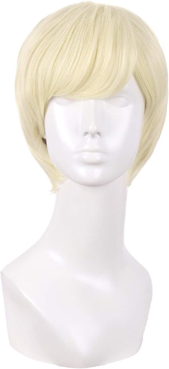 MapofBeauty 10 Inch/25cm Fashion Men Short Curly Hair Cosplay Wig (Light Blonde)