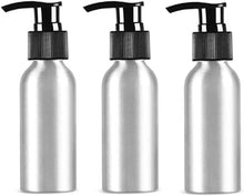 3PCS Aluminum Lotion Pump Bottle with Black PP Pump Head Empty Refill Cosmetic Travel Sample Dispenser Holder Jar Makeup Cream Emulsion Bath Shower Gel Shampoo Container DIY Beauty Tool (120ml)