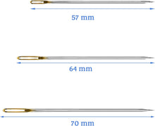 6PCS Large Eye Sewing Needles, 5.7cm/6.4cm/7.0cm 3 Sizes Needles, Embroidery Needles for Hand Sewing with a Threader