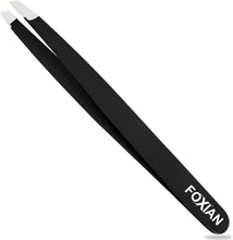 Foxian Tweezers for Facial Hair Women Stainless Steel Eyebrow Tweezers Slanted Tip for Accurate & Precise Grooming of Eyebrows Professional Tweezers for Men