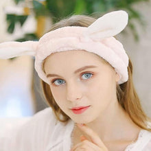 JOYOYO 3 Pcs Spa Headbands Bunny Ears Hair Bands Makeup Headbands Coral Fleece Elastic Headband Bath Shower Head Wraps for Women Girls, Washing Face Shower Sports Beauty Skincare