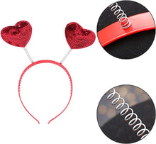 Heart Headband Sequin Hair Band Valentine's Day Headband Boppers Hair Accessories Love Headband for Holiday Festival Party 2 PCS