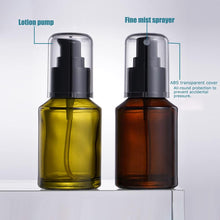 L-Lei 2PCS 60ml/2oz Glass Foundation Bottle & Spray Bottle,Refillable Travel Containe for Cosmetic Perfume Skincare Makeup Lotion, Green,brown