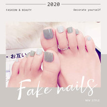 Fairvir Grey Fake Toenails Red Short Full Cover Fake Nail for Toes Acrylic 24Pcs Fake Toe Nails Art Tips for Women and Girls