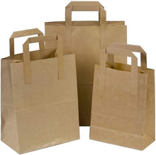 ezkart  Pack of 50  Small SOS Brown Paper Bags with Handles Ideal bags for Party, Weddings, Lunch,Christmas,Sweet, Takeaway & Grocery,Kraft Paper Bags, Lunch Bags, Food Gift Bags Size: 18x21.5x9cm