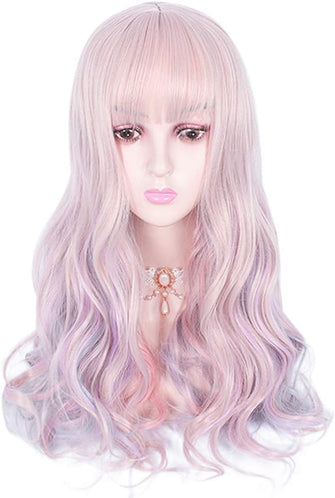 Halloween Long Wigs Women Wavy Wig with Bangs Cosplay Wigs for Girls With Fringe Synthesis Costume Party Wigs for Daily Gift